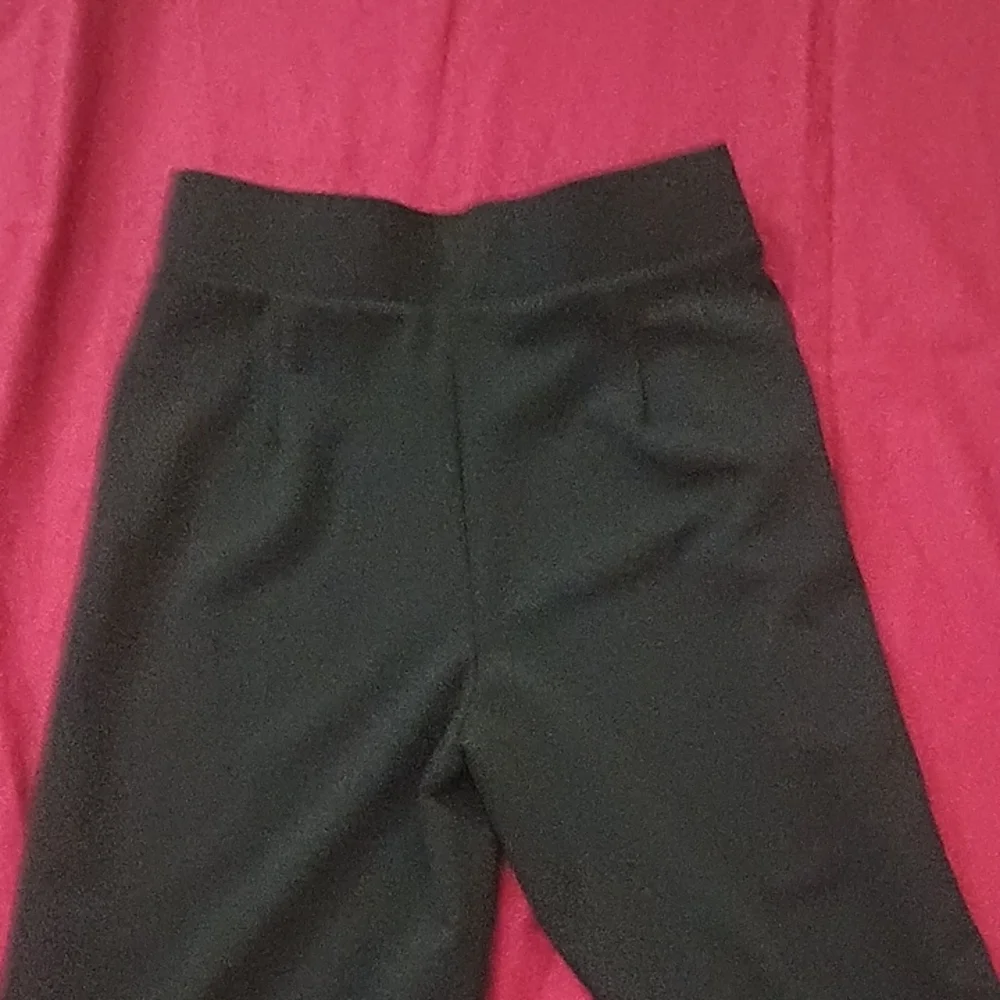 BBJ LA Black Wide-Leg Woman Pants Size S Professional Buttons Stretchy Slimming